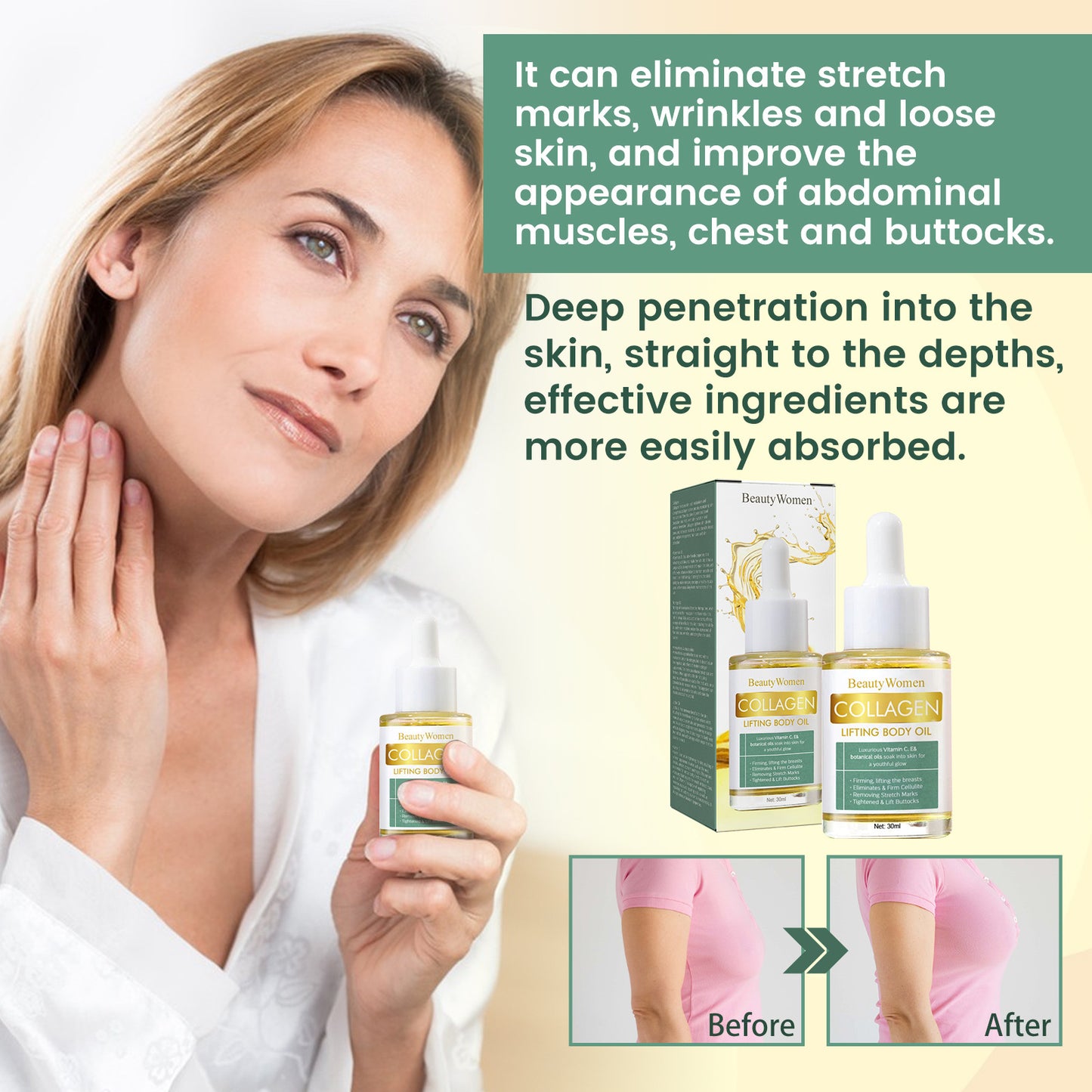 Collagen lifting body oil